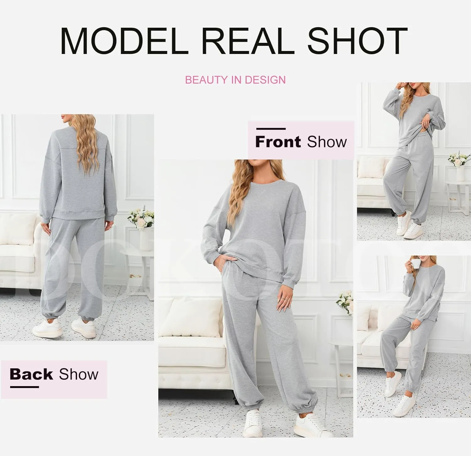Dokotoo Womens 2 Piece Outfits Casual Long Sleeve Sweatsuits Sets Comfy Pullover Tracksuits and Sweatpants with Pockets