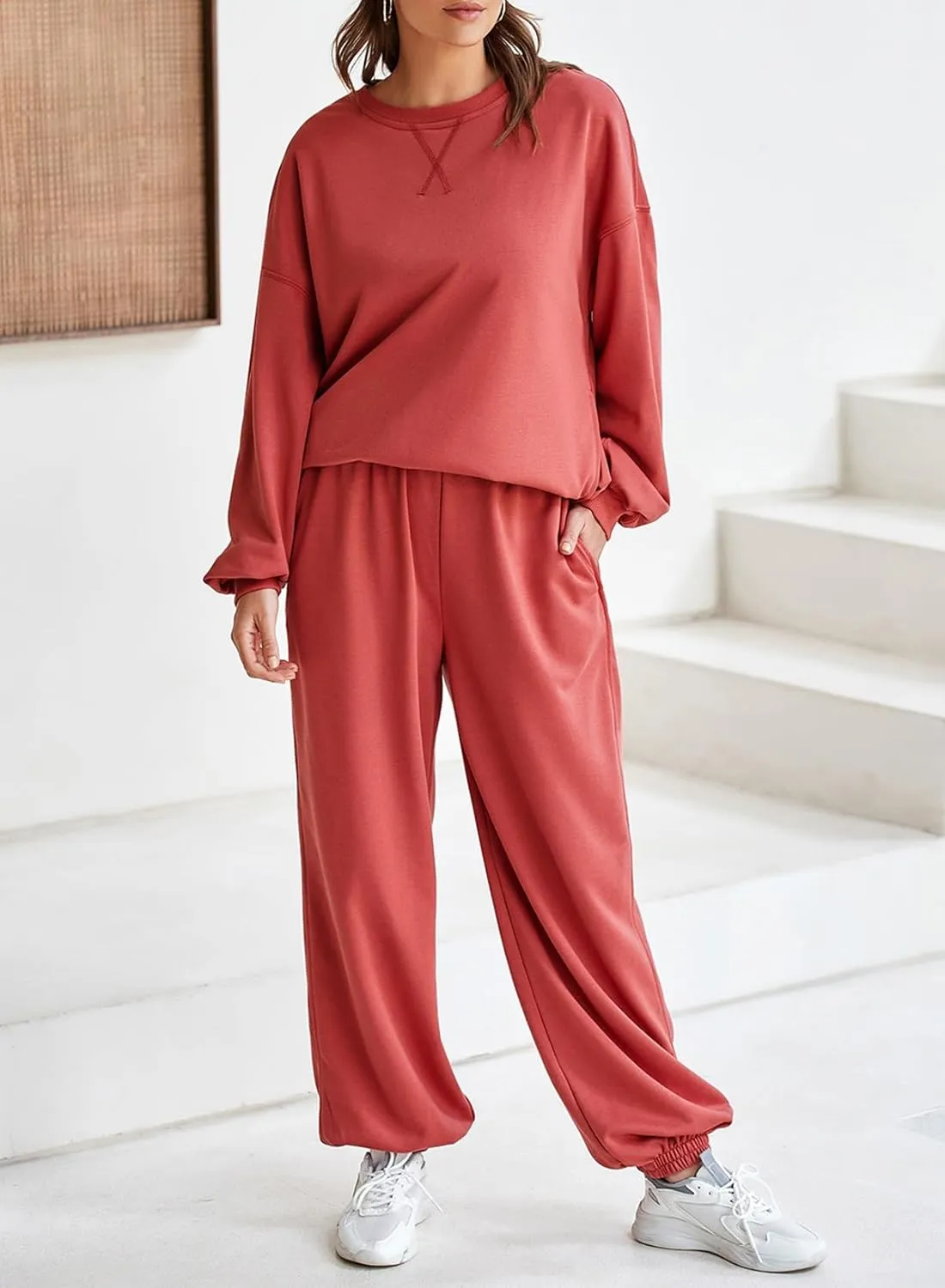 Dokotoo Womens 2 Piece Outfits Casual Long Sleeve Sweatsuits Sets Comfy Pullover Tracksuits and Sweatpants with Pockets