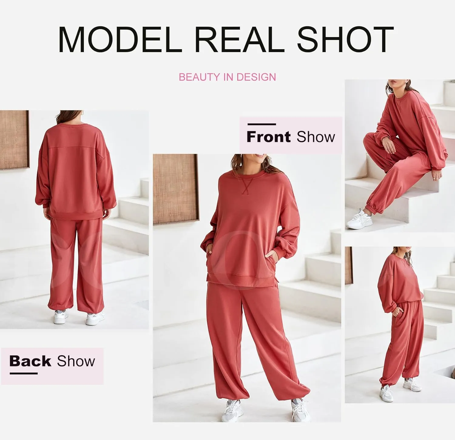 Dokotoo Womens 2 Piece Outfits Casual Long Sleeve Sweatsuits Sets Comfy Pullover Tracksuits and Sweatpants with Pockets