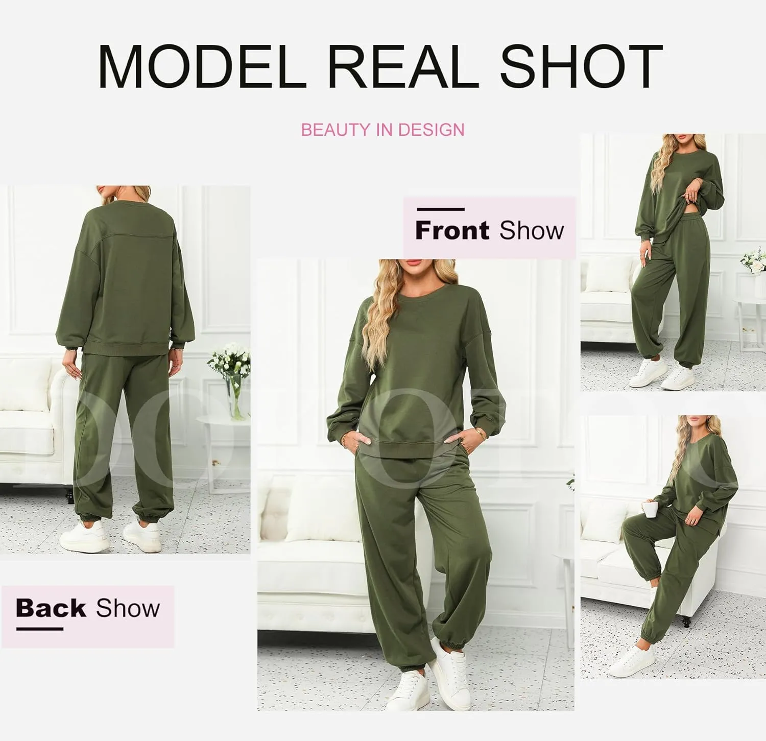Dokotoo Womens 2 Piece Outfits Casual Long Sleeve Sweatsuits Sets Comfy Pullover Tracksuits and Sweatpants with Pockets