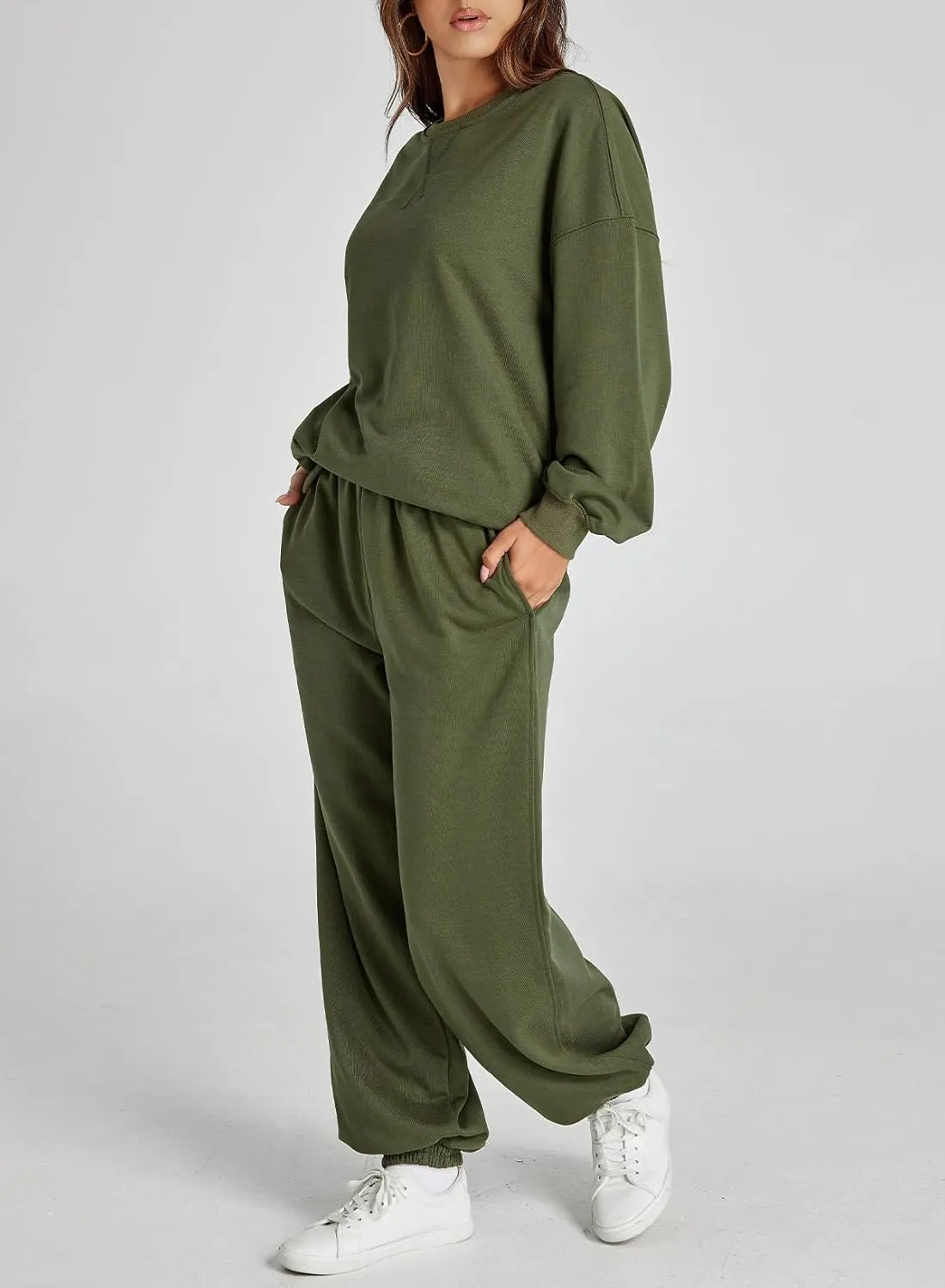 Dokotoo Womens 2 Piece Outfits Casual Long Sleeve Sweatsuits Sets Comfy Pullover Tracksuits and Sweatpants with Pockets