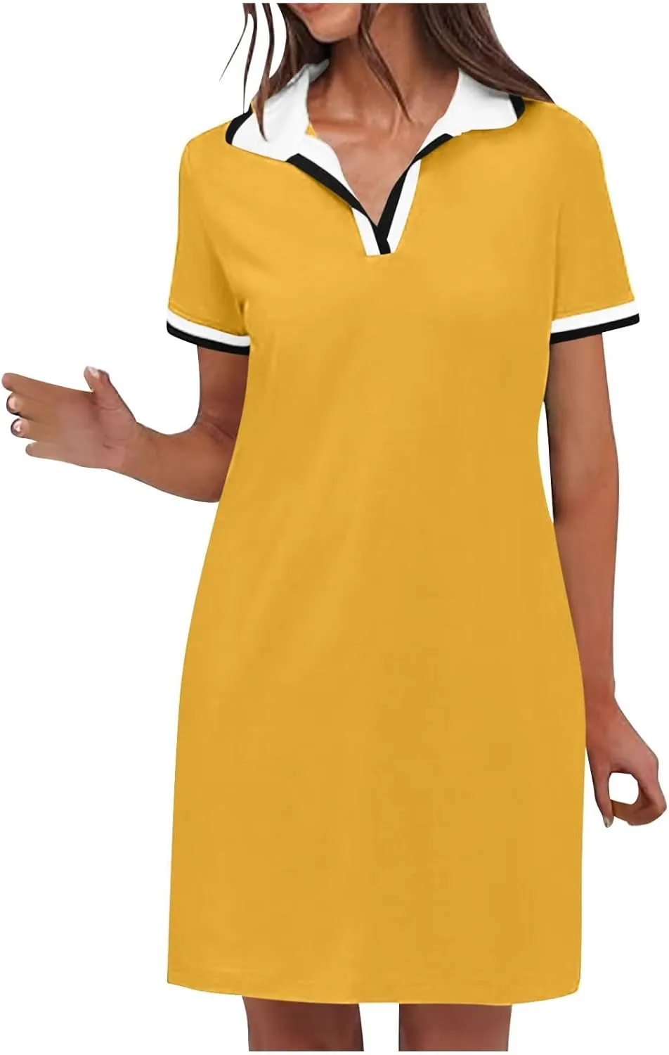 Dresses for Women 2025 Short Sleeve V Neck Casual Lapel Sundress Summer Tennis Golf Mini Shirt Dress with Pockets