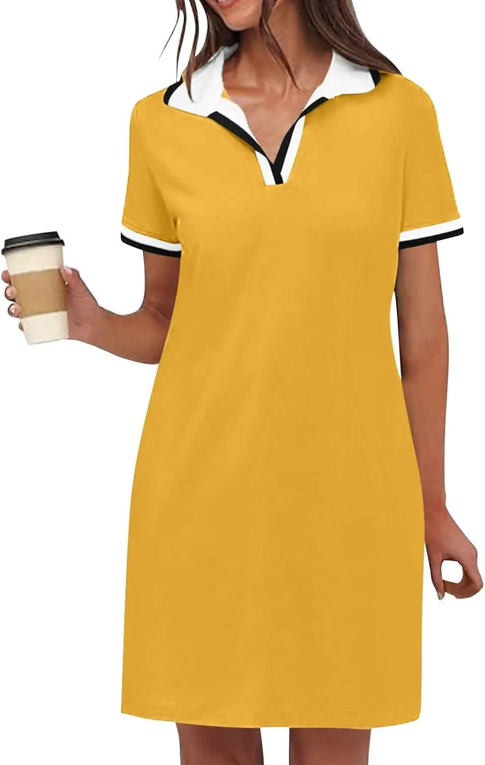 Dresses for Women 2025 Short Sleeve V Neck Casual Lapel Sundress Summer Tennis Golf Mini Shirt Dress with Pockets