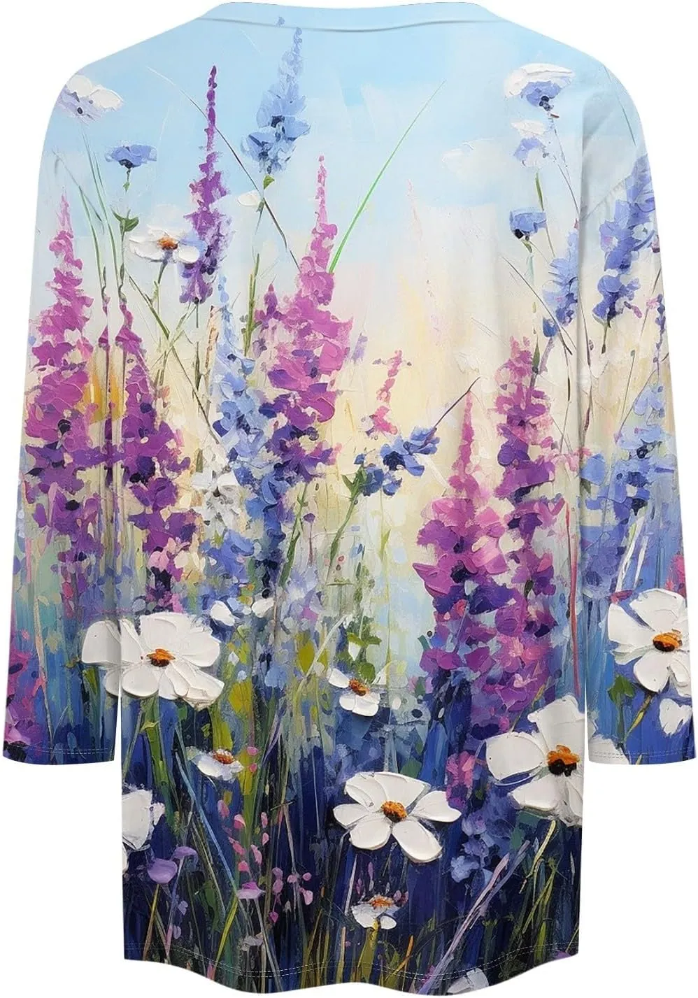 Dressy Tops for Women 2024 Elbow Sleeve T-Shirts Cotton Crew Neck Blouses Floral Print Loose Fit Dressy Summer Tops