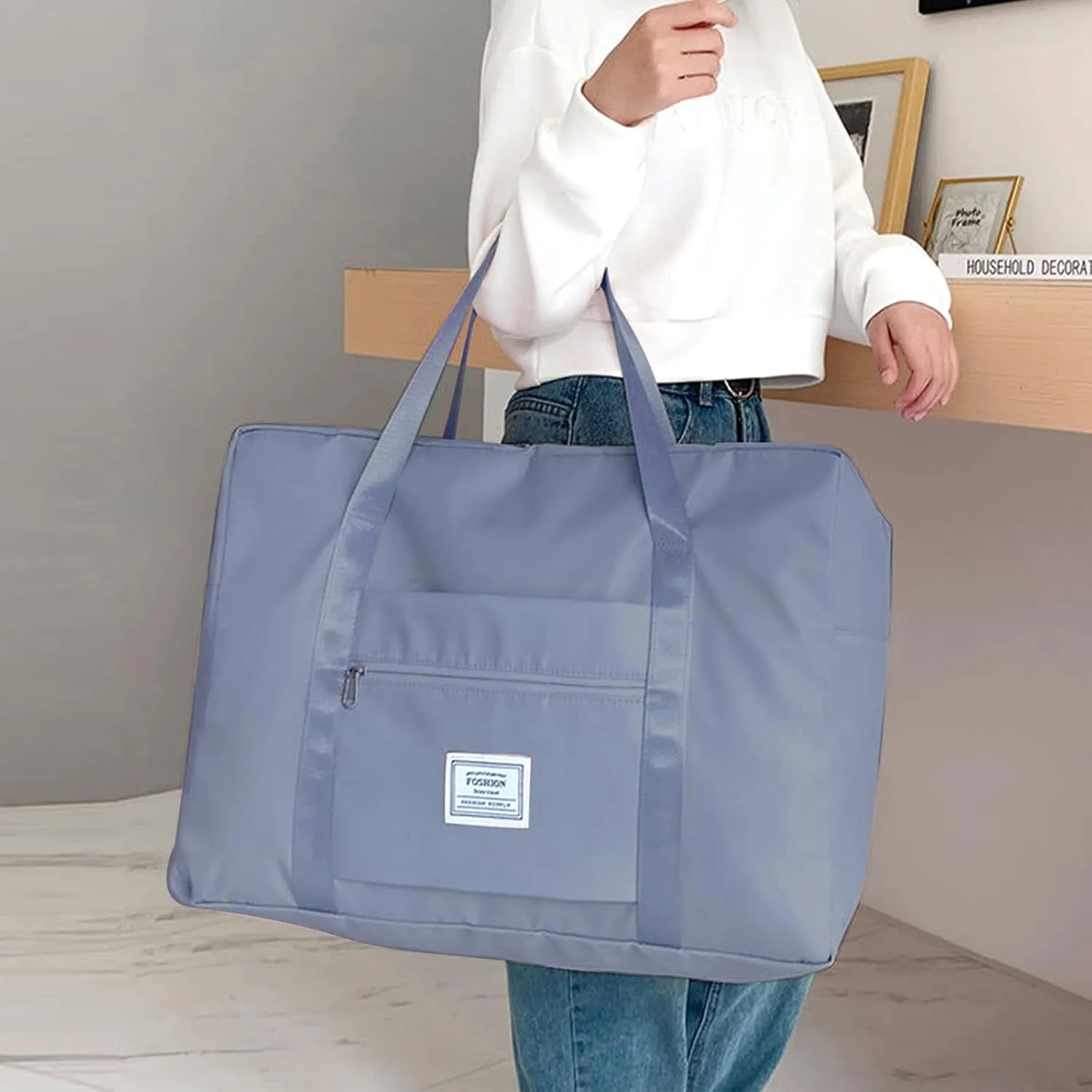 Duffel Bags for Traveling Women Sports Gym Tote Bag Water Resistant Travel Carry on Duffel Bag Weekend Overnight Bag (Blue)