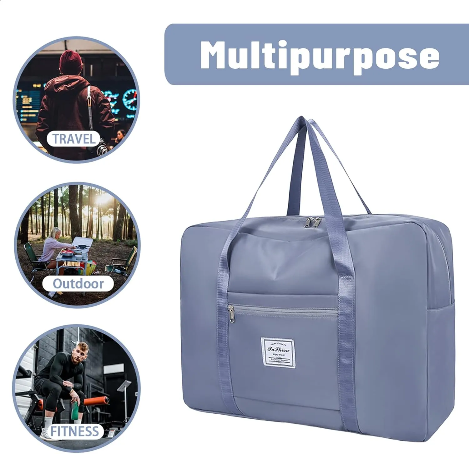 Duffel Bags for Traveling Women Sports Gym Tote Bag Water Resistant Travel Carry on Duffel Bag Weekend Overnight Bag (Blue)