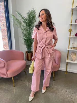 Dusty Pink Utility Jumpsuit