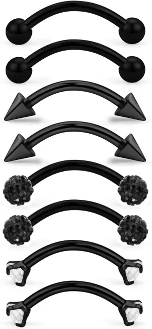 Dyknasz Rook Piercing Jewelry Surgical Steel Eyebrow Piercing Jewelry Curved Barbell Surface Tragus Earring Small Tiny Eyebrow Ring Vertical Labret Lip Jewelry for Women Men 16g