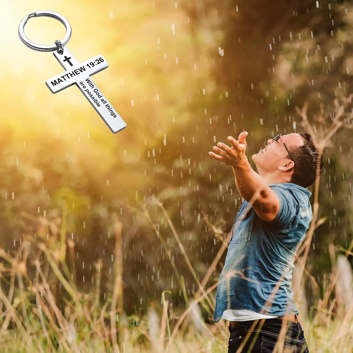 Easter Basket Stuffer Gift Cross Keychains Christian Jewelry - Holy Bible Keychain Inspirational Bible Verse Jewelry