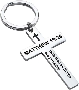 Easter Basket Stuffer Gift Cross Keychains Christian Jewelry - Holy Bible Keychain Inspirational Bible Verse Jewelry