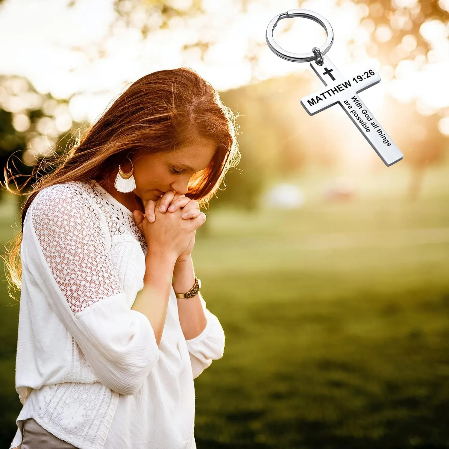 Easter Basket Stuffer Gift Cross Keychains Christian Jewelry - Holy Bible Keychain Inspirational Bible Verse Jewelry