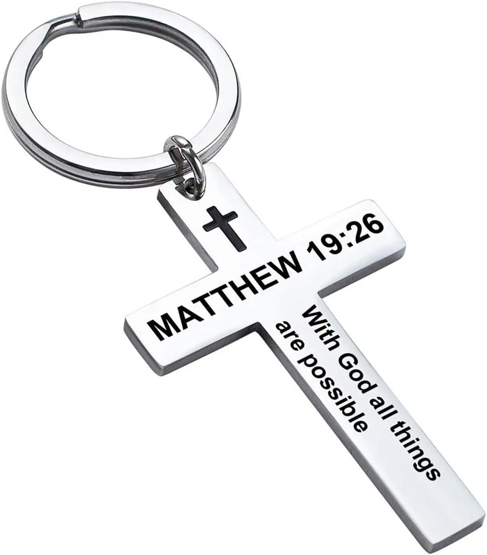 Easter Basket Stuffer Gift Cross Keychains Christian Jewelry - Holy Bible Keychain Inspirational Bible Verse Jewelry