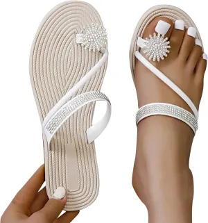 Eduavar Sandals for Women Dressy, Orthopedic Sandals for Women Falt Women Ring Toe Sandals Slippers Anti-Slip Shoes
