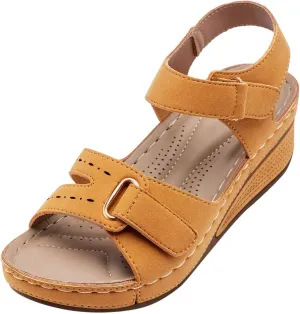 Eduavar Sandals for Women Dressy Summer, Platform Sandals Women Casual Orthopedic Open Toe Sandals Shoes with Buckle Strap