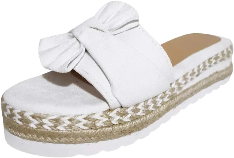 Eduavar Womens Wedge Sandals, Orthopedic Sandals for Women Bow Tie Sandals Slip On Espadrille Platform Sandals