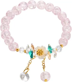 Elegant Beaded Bracelet Handmade Women Fashion Jewelry Sweet Wrist Jewelry Alloy Elastic Bracelet for Daily