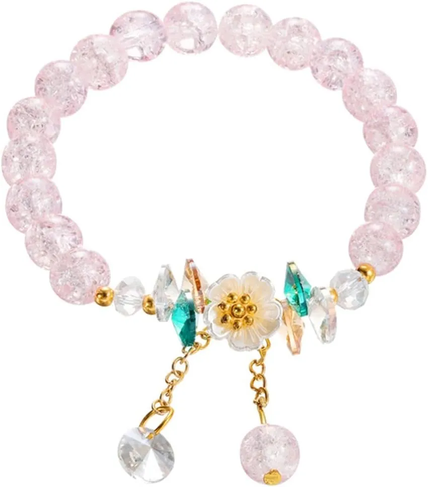 Elegant Beaded Bracelet Handmade Women Fashion Jewelry Sweet Wrist Jewelry Alloy Elastic Bracelet for Daily