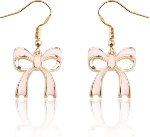 ENSIANTH Pink Bow Jewelry Coquette Gift Coquette Jewelry Bow Pink Pearl Earring Coquette Aesthetic Earring