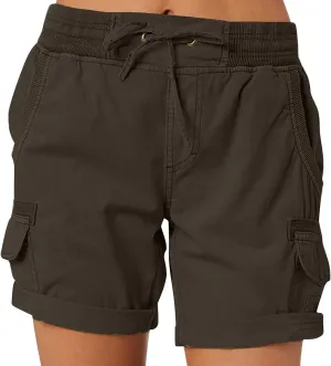 eoeioa Cargo Shorts Women Dressy High Waisted Drawstring Bermuda Shorts Summer Outdoor Relaxed Fit Hiking Shorts with Pockets