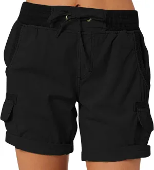 eoeioa Cargo Shorts Women Dressy High Waisted Drawstring Bermuda Shorts Summer Outdoor Relaxed Fit Hiking Shorts with Pockets