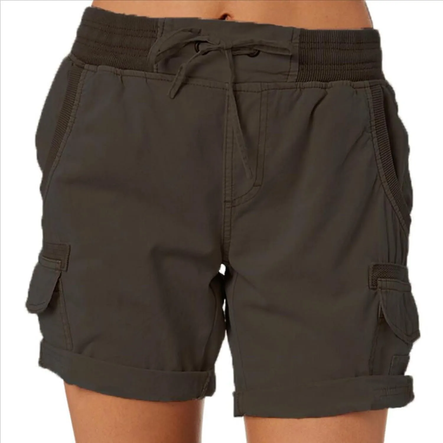 eoeioa Cargo Shorts Women Dressy High Waisted Drawstring Bermuda Shorts Summer Outdoor Relaxed Fit Hiking Shorts with Pockets