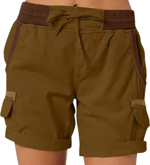 eoeioa Cargo Shorts Women Dressy High Waisted Drawstring Bermuda Shorts Summer Outdoor Relaxed Fit Hiking Shorts with Pockets