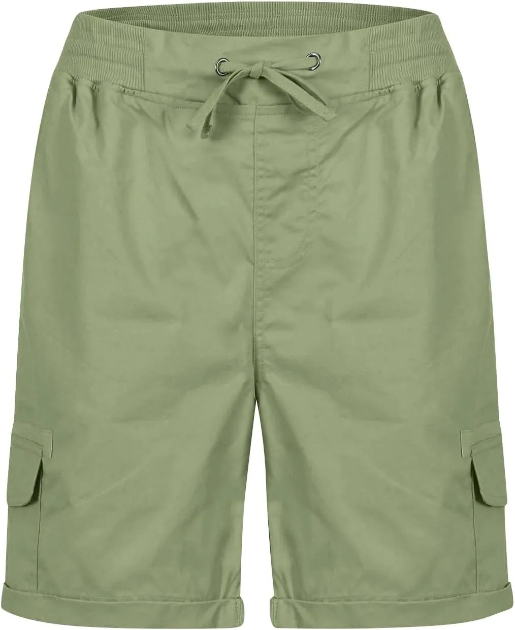 eoeioa Cargo Shorts Women Dressy High Waisted Drawstring Bermuda Shorts Summer Outdoor Relaxed Fit Hiking Shorts with Pockets