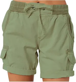 eoeioa Cargo Shorts Women Dressy High Waisted Drawstring Bermuda Shorts Summer Outdoor Relaxed Fit Hiking Shorts with Pockets