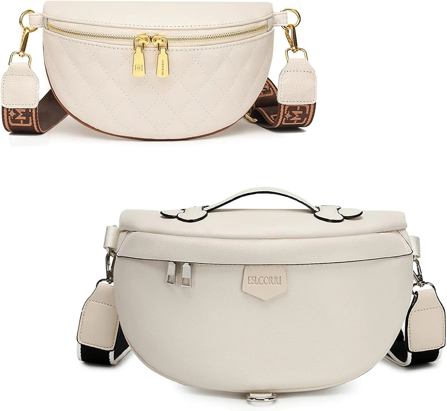 Eslcorri Crossbody Bags for Women - Fashion Sling Purse Shoulder Bag Fanny Pack Leather Causal Chest Bum Bag Backpack with Adjustable Wide Strap for Workout Traveling Running Shopping