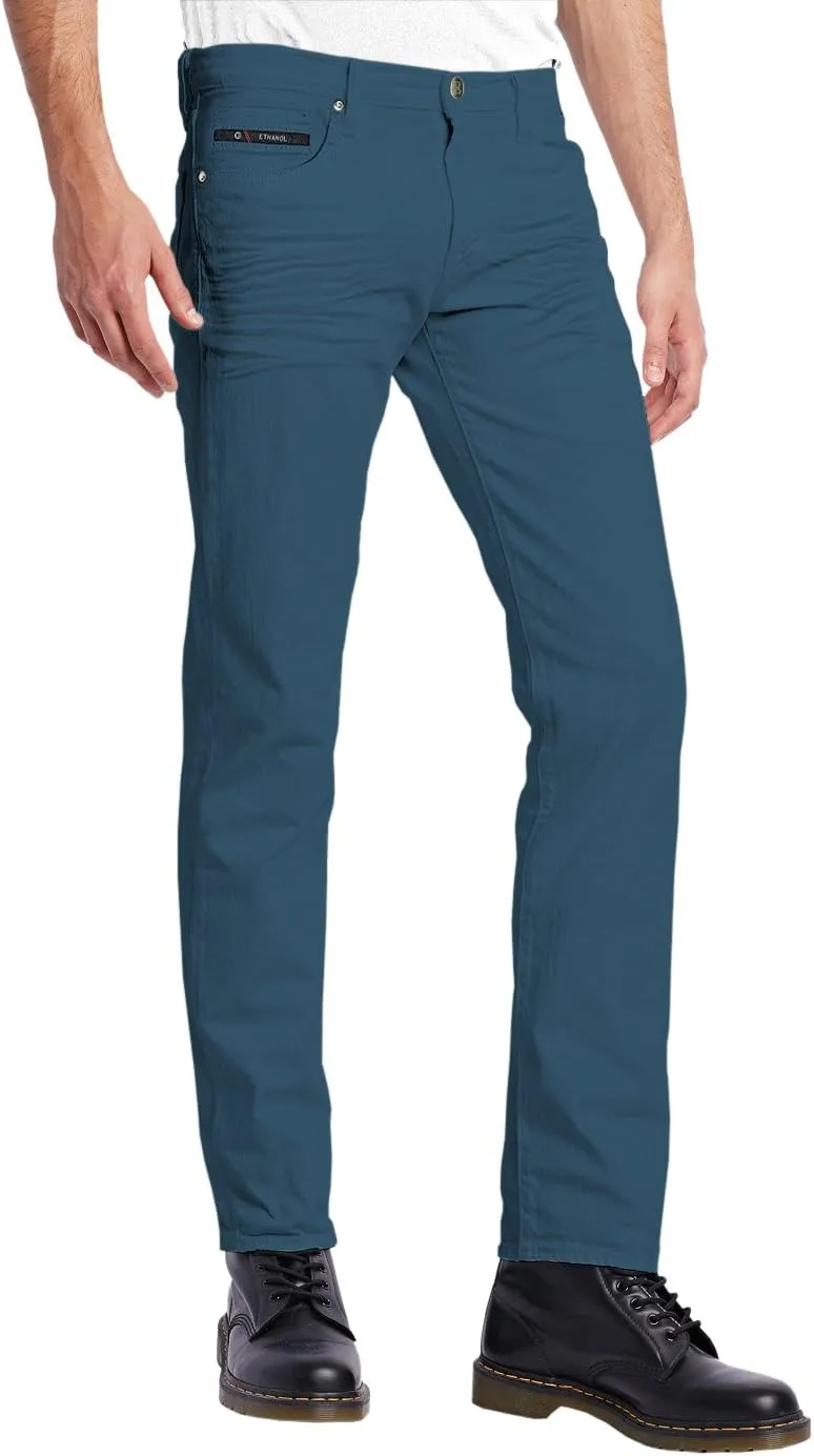 ETHANOL Mens Super Stretch Slim Fit Trousers with 5 Practical Pockets Design Pants