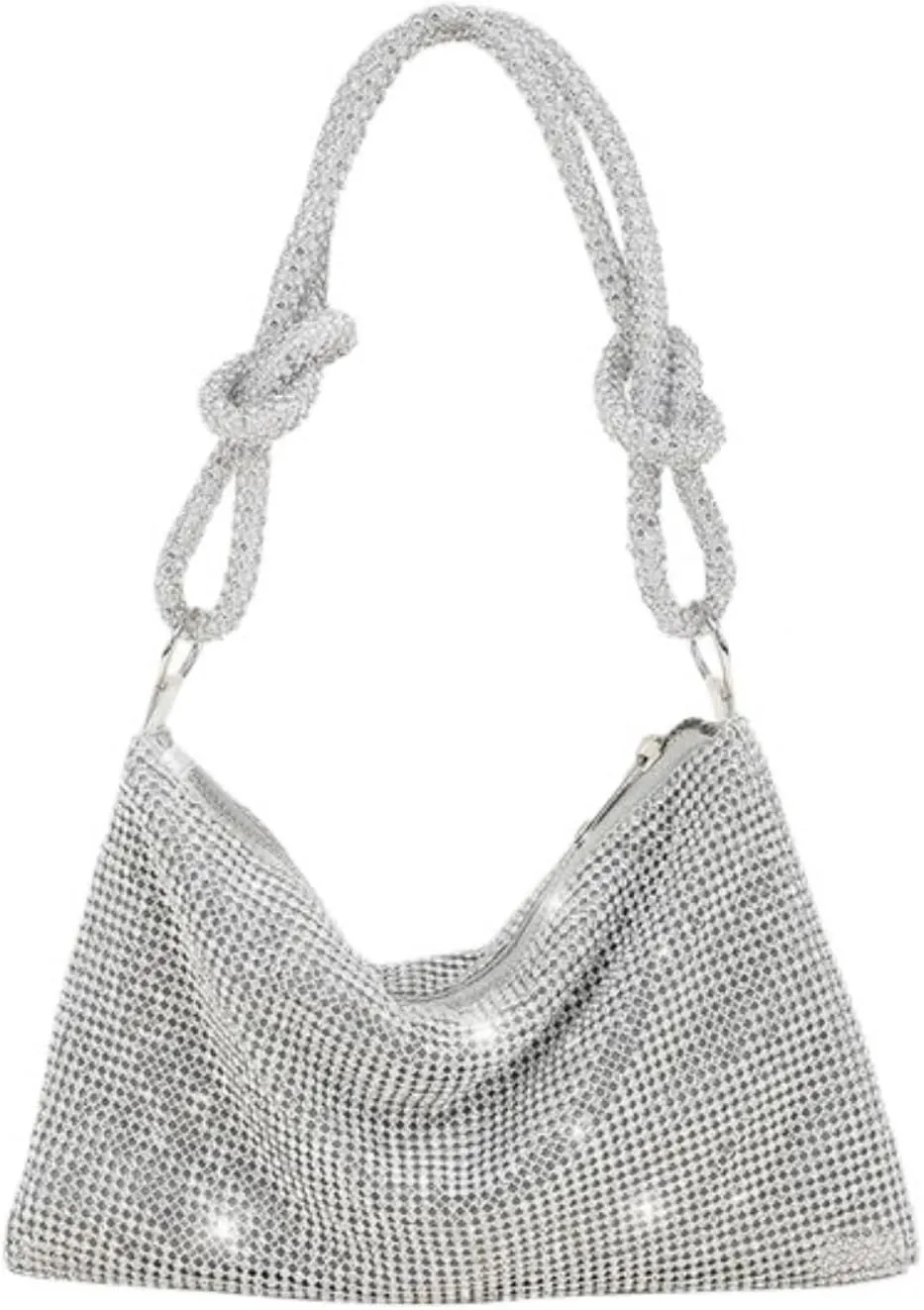 Evening Clutch Bag Silver Shiny Crystal Dinner Party Wedding Purses and Handbag Luxury Designer Shoulder Bags