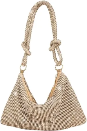 Evening Clutch Bag Silver Shiny Crystal Dinner Party Wedding Purses and Handbag Luxury Designer Shoulder Bags