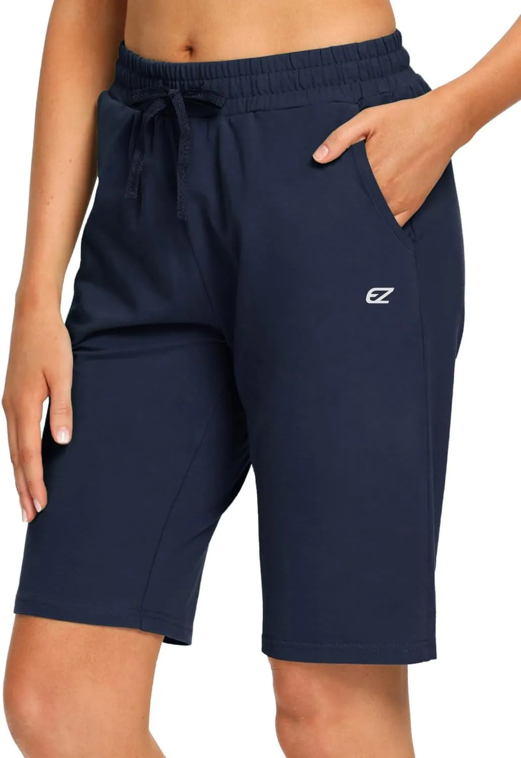 EZRUN Womens Bermuda Shorts Summer Sweat Shorts with Deep Pockets Cotton Shorts for Women Gym Workout