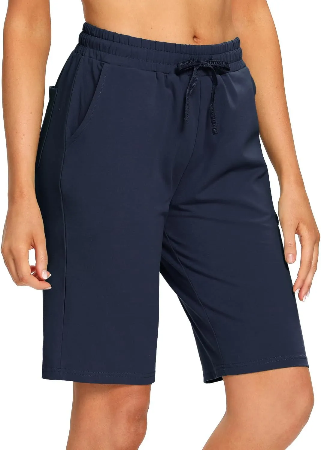EZRUN Womens Bermuda Shorts Summer Sweat Shorts with Deep Pockets Cotton Shorts for Women Gym Workout