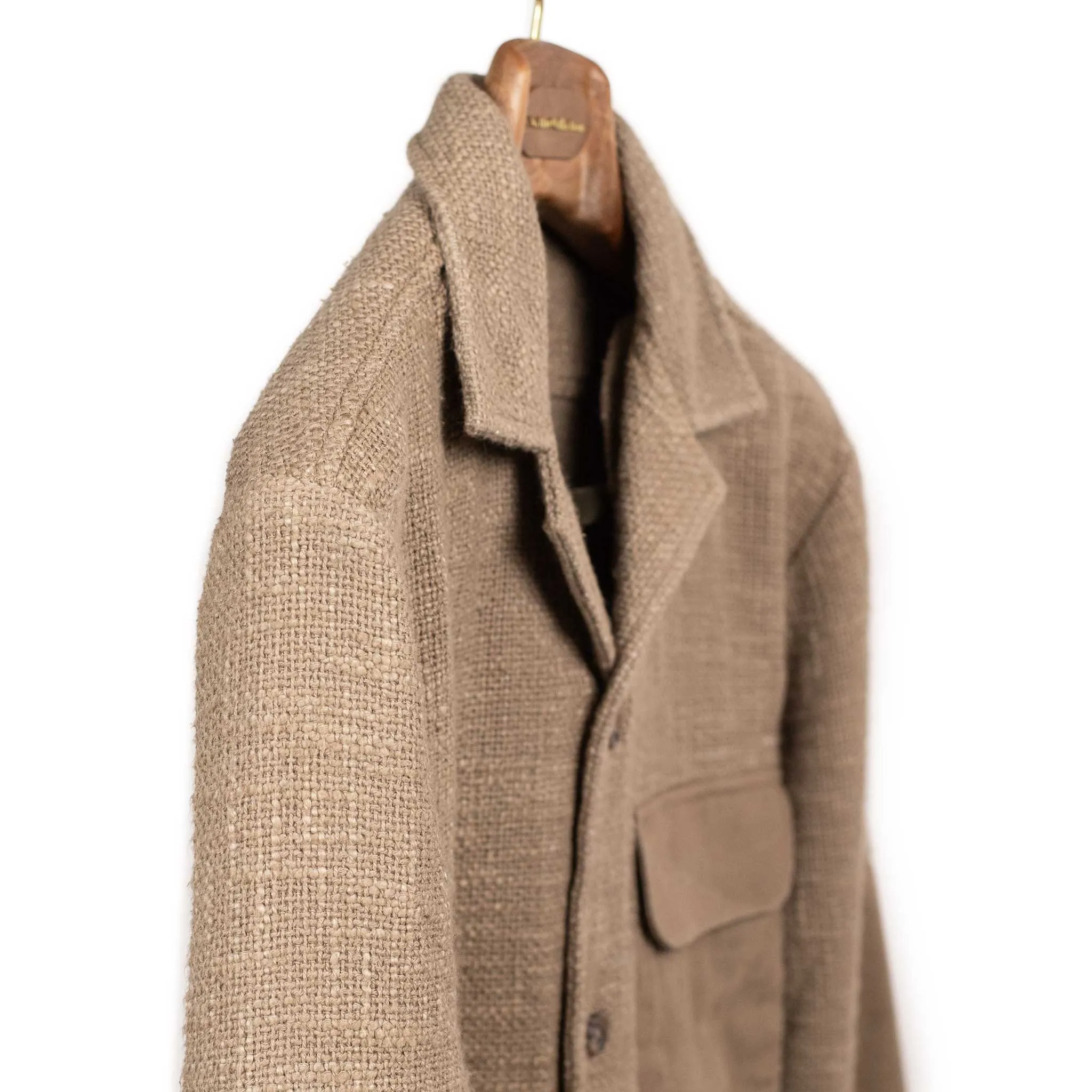 Field shirt jacket in moonrock taupe slubby cotton