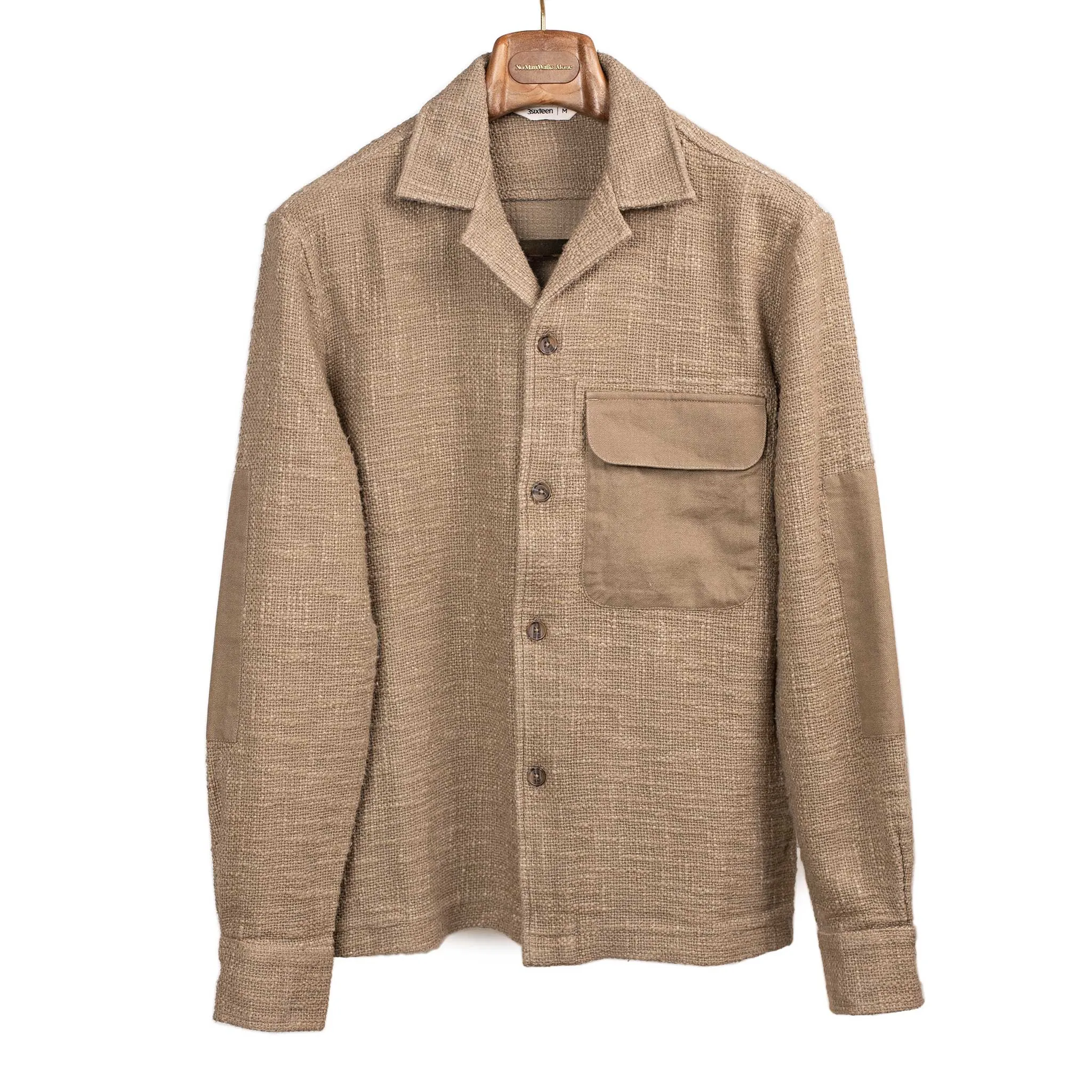 Field shirt jacket in moonrock taupe slubby cotton