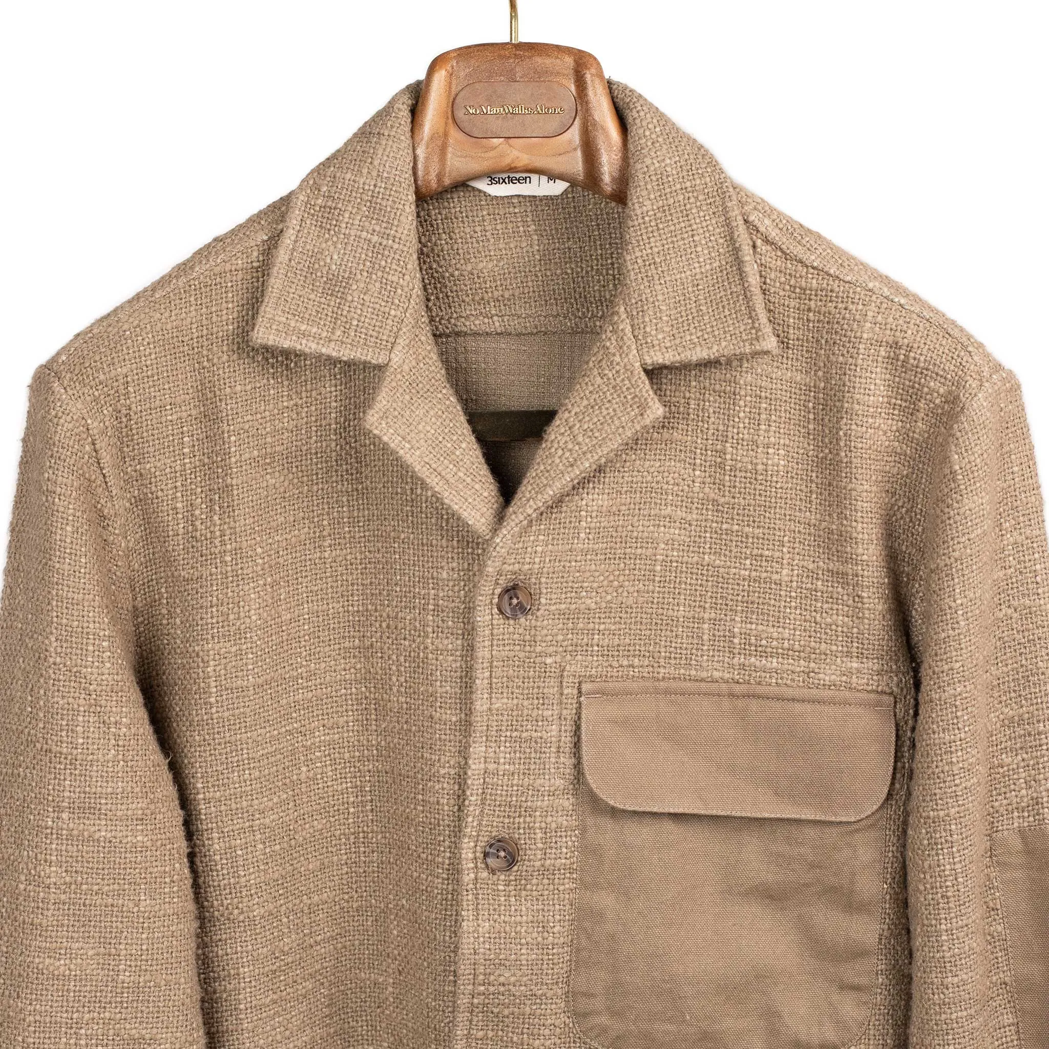 Field shirt jacket in moonrock taupe slubby cotton