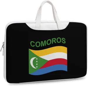 Flag of Comoros Leather Bag Laptop Case Slim Water Resistant Computer Bags with Handle Briefcase for Work