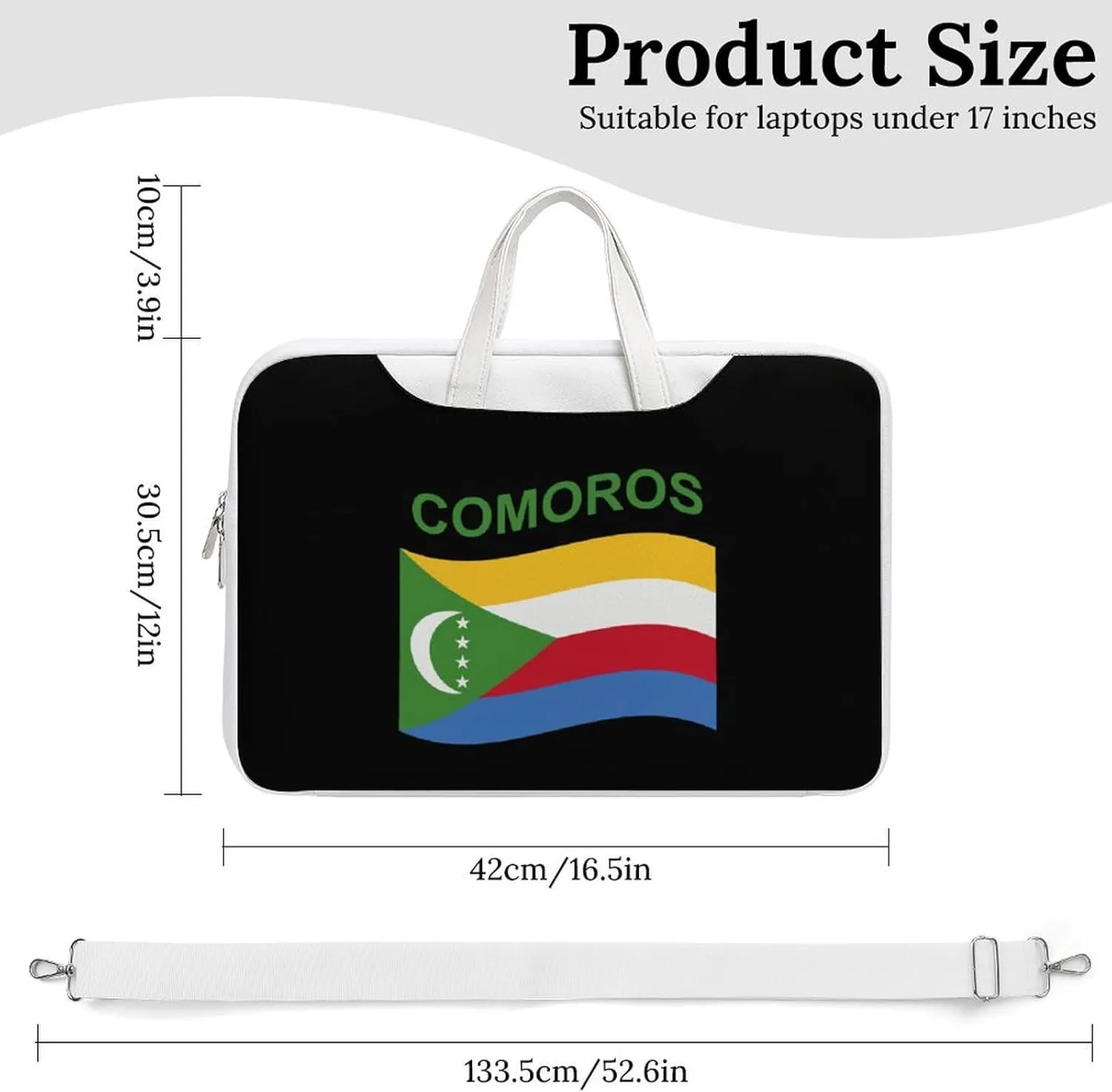 Flag of Comoros Leather Bag Laptop Case Slim Water Resistant Computer Bags with Handle Briefcase for Work