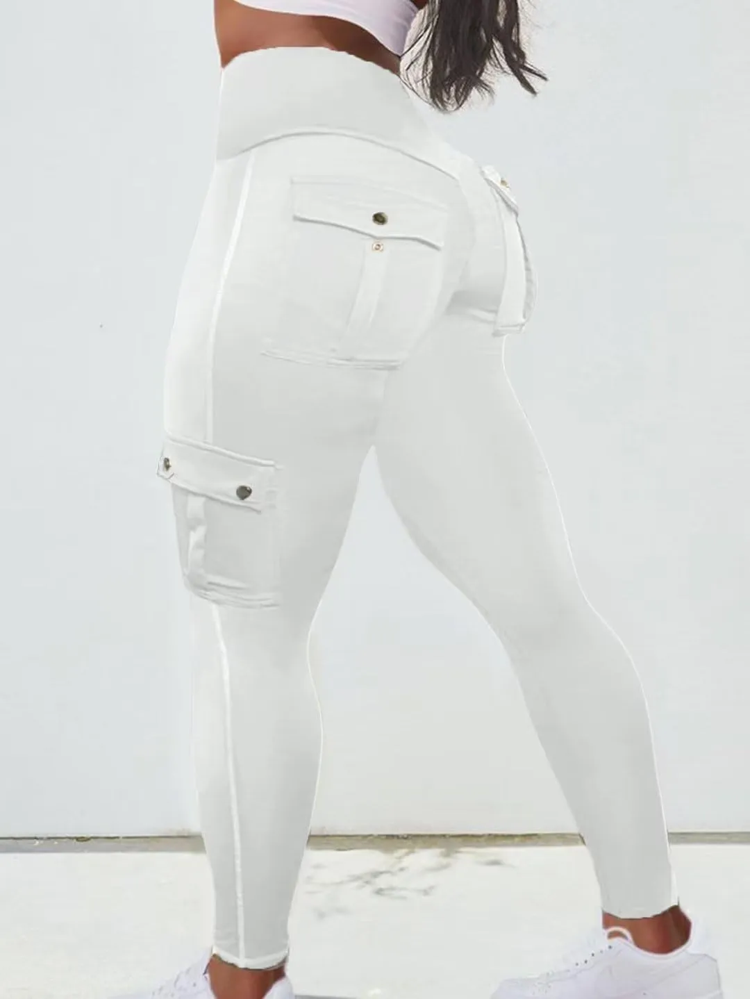 Flamingals Butt Lifting Leggings for Women High Waisted Workout Jeggings Cargo Leggings with Flap Pockets