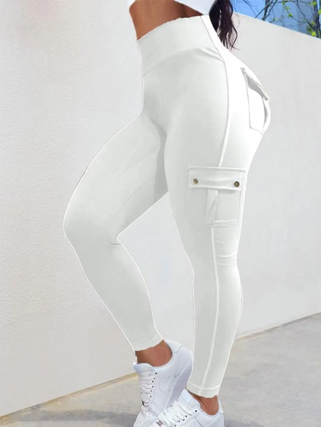 Flamingals Butt Lifting Leggings for Women High Waisted Workout Jeggings Cargo Leggings with Flap Pockets