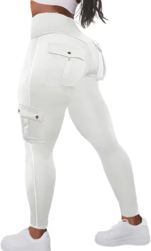 Flamingals Butt Lifting Leggings for Women High Waisted Workout Jeggings Cargo Leggings with Flap Pockets