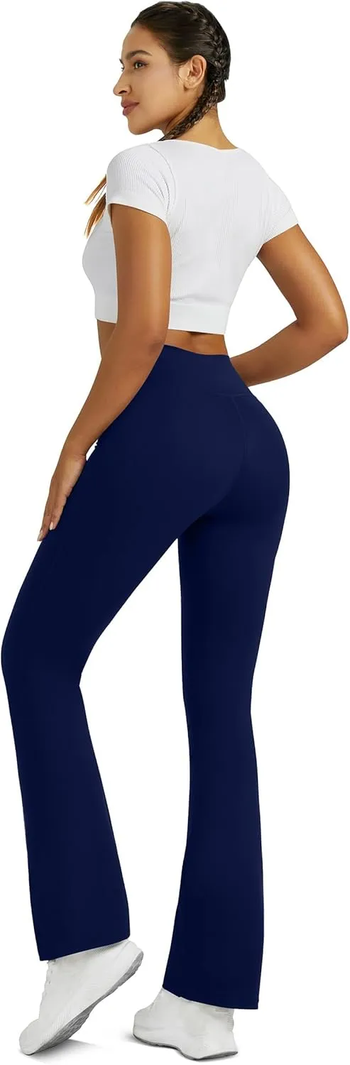 Flare Leggings for Women with Pockets 2pack High Waisted Crossover Flare Leggings Bootcut Yoga Pants
