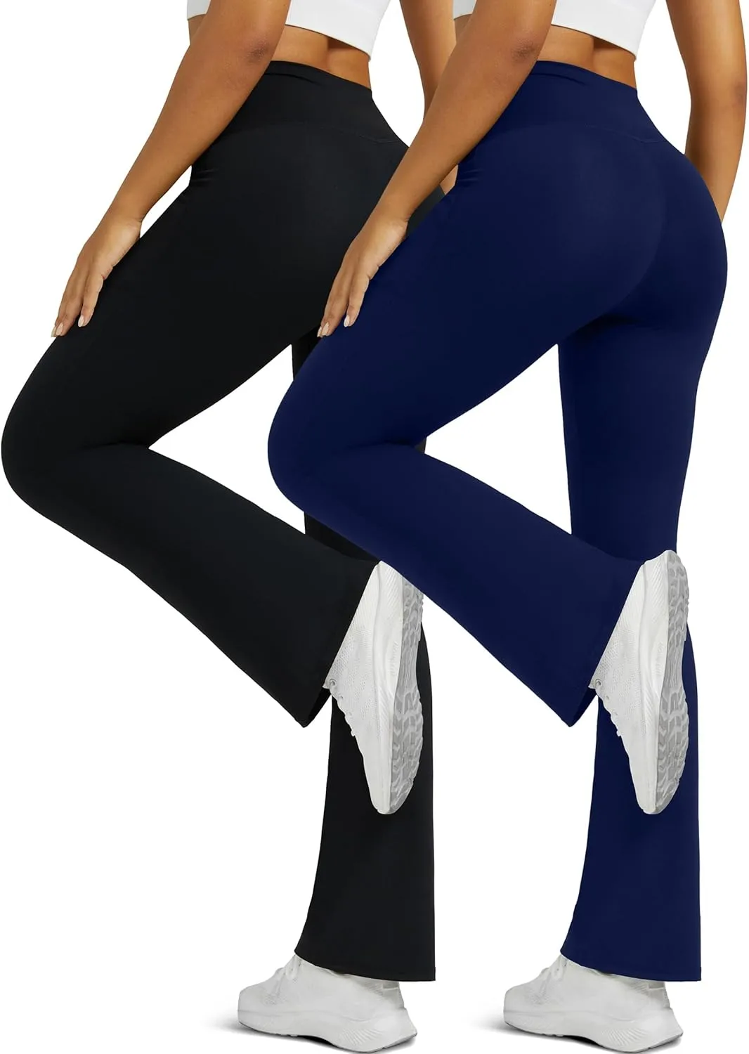 Flare Leggings for Women with Pockets 2pack High Waisted Crossover Flare Leggings Bootcut Yoga Pants