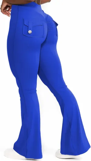 Flare Leggings with Back Pockets for Women Workout Leggings Scrunch Butt Lifting Gym Yoga Pant