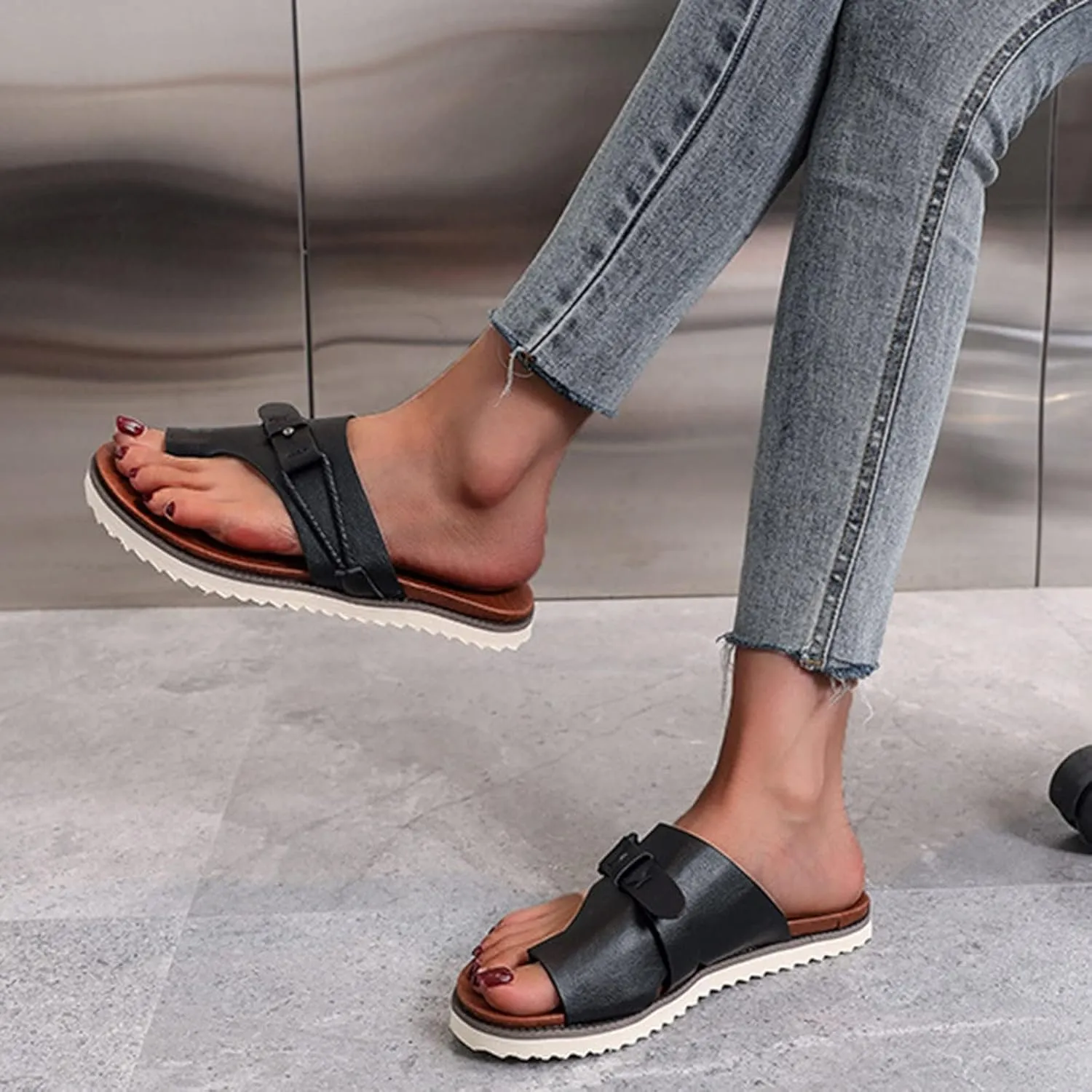 Flat Sandals for Women Comfortable Orthopedic Sandals Flip Flops Dressy Summer Beach Shoes