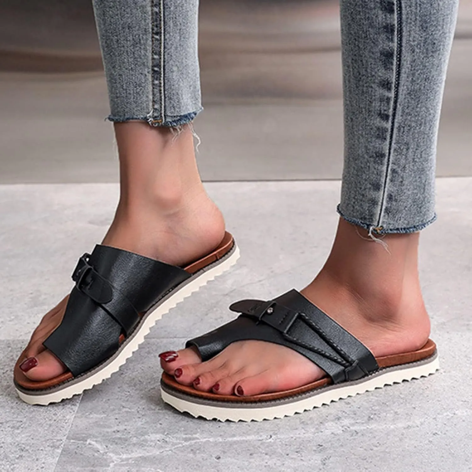 Flat Sandals for Women Comfortable Orthopedic Sandals Flip Flops Dressy Summer Beach Shoes