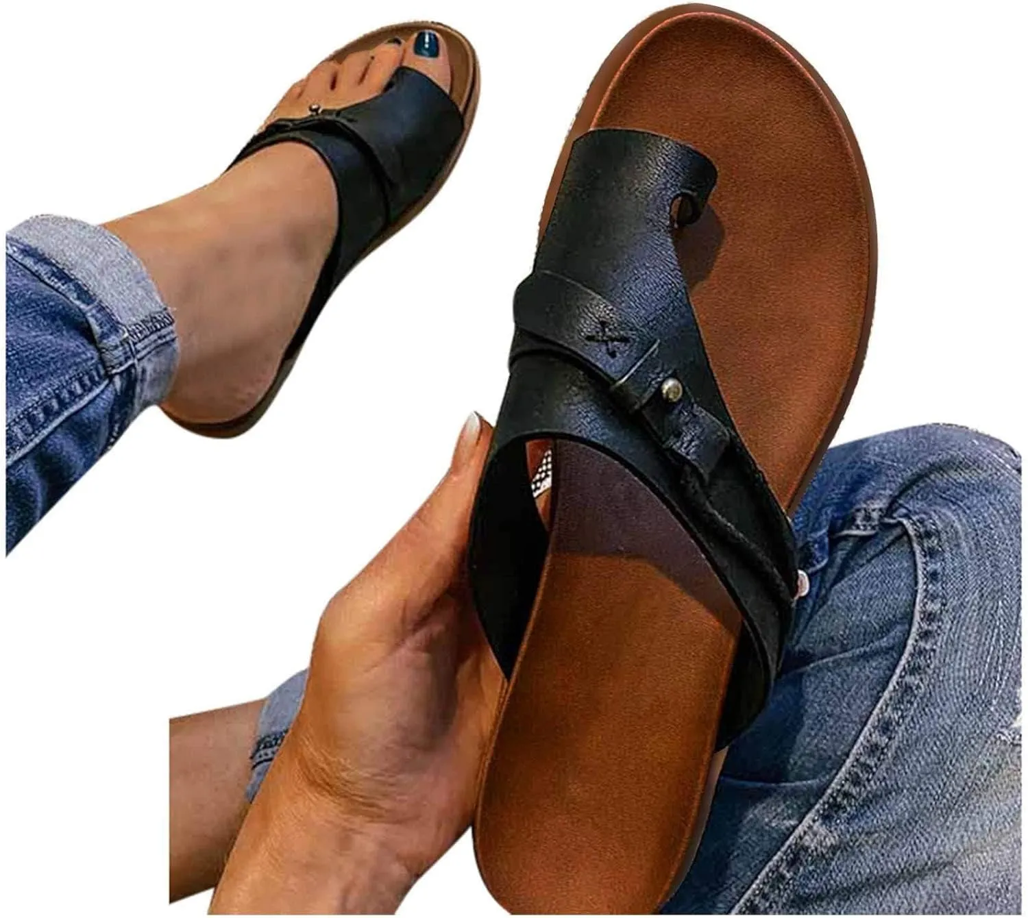Flat Sandals for Women Comfortable Orthopedic Sandals Flip Flops Dressy Summer Beach Shoes