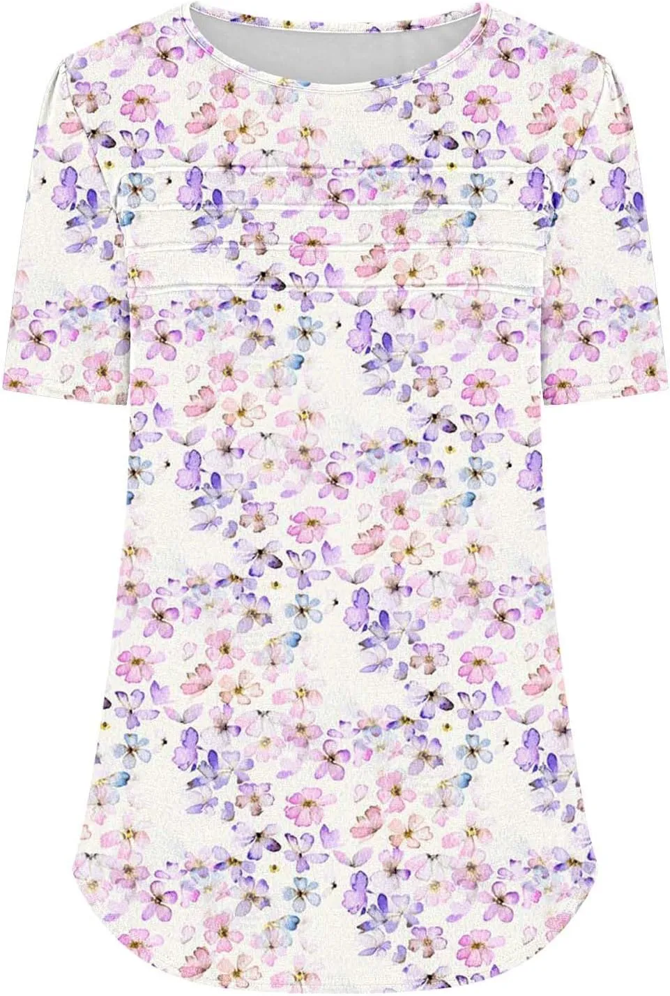 Floral Tops for Women Short Sleeve Crew Neck Casual Tops Trendy Boho Blouses Tshirt Loose Fit Tunic Hawaiian Shirts