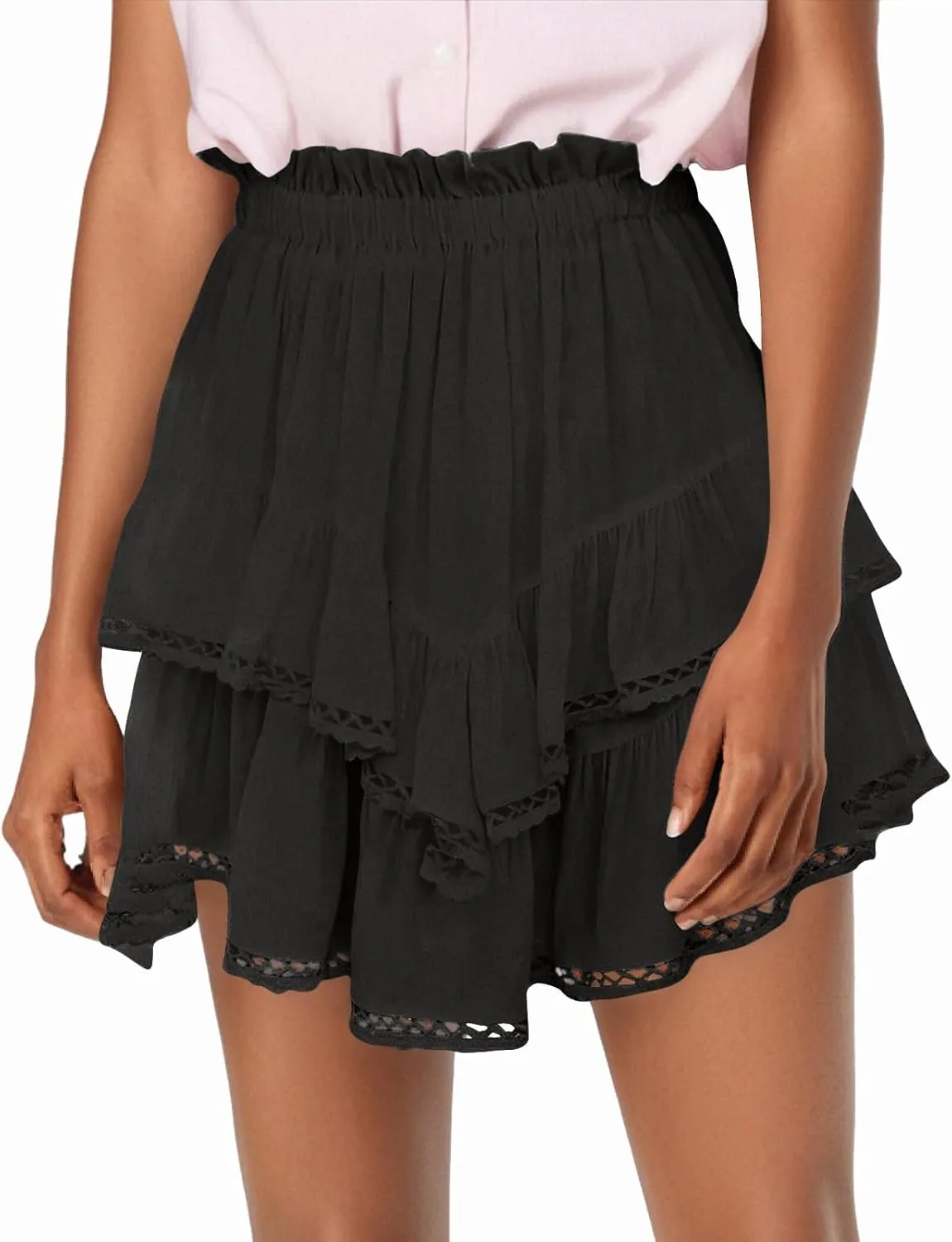 Flowy Shorts for Women 2025 Summer High Waisted Trendy Ruffle Mini Skirts Casual Relaxed Fit Boho Golf Tennis Shorts